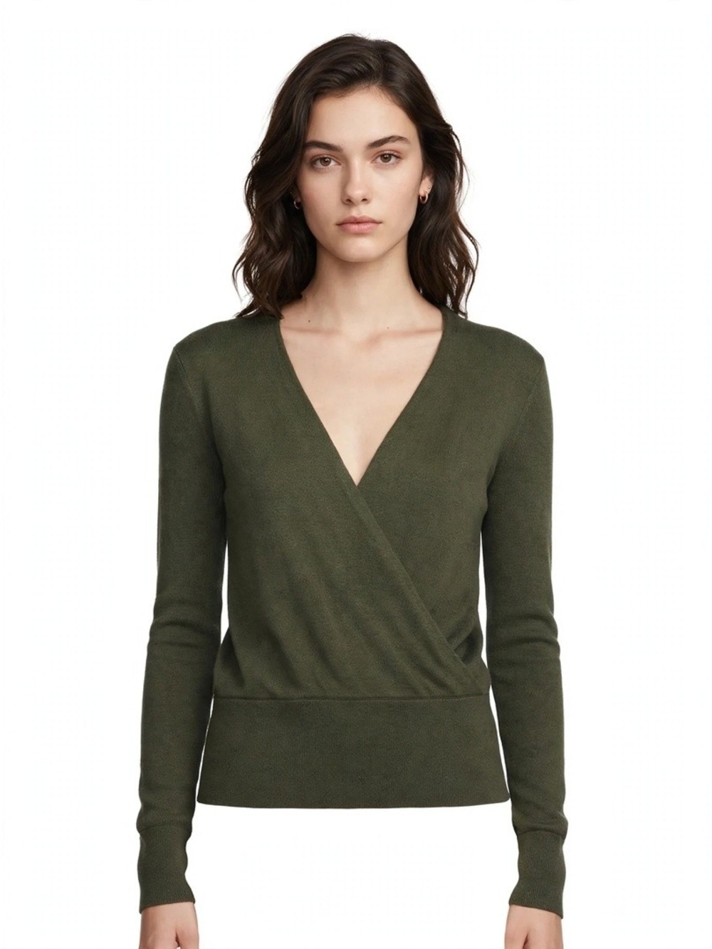 Ann Taylor Olive Green Wrap Sweater Size M